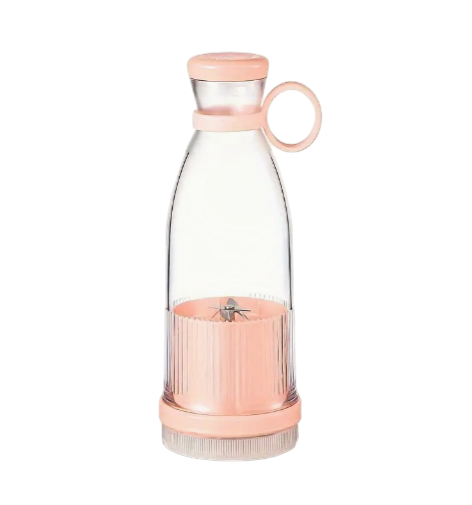 Batidora portátil V&S Vale de 350ml en color rosa pastel con diseño compacto y cuchillas de acero inoxidable